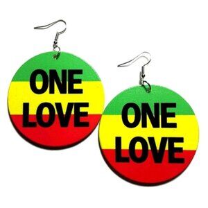 ONE LOVE GYR Statement Dangle Wood Earrings